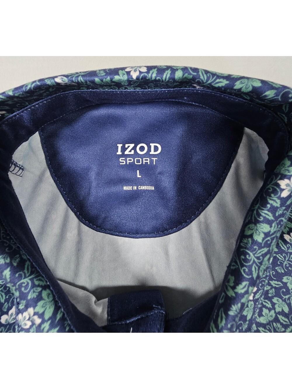 IZOD Sport Blue Floral Print Polo Shirt. #golfing Size Large. NWT - Picture 6 of 9